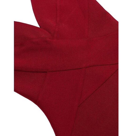 Women Wide Strap V-Neck Cross Over Design Stretchy Elegant Fitted Bandage Dress - Picture 6 of 9